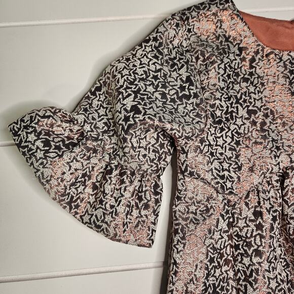 Gymboree Holiday Party Dress Shimmer Pink Bronze Stars 2T - Picture 2 of 6